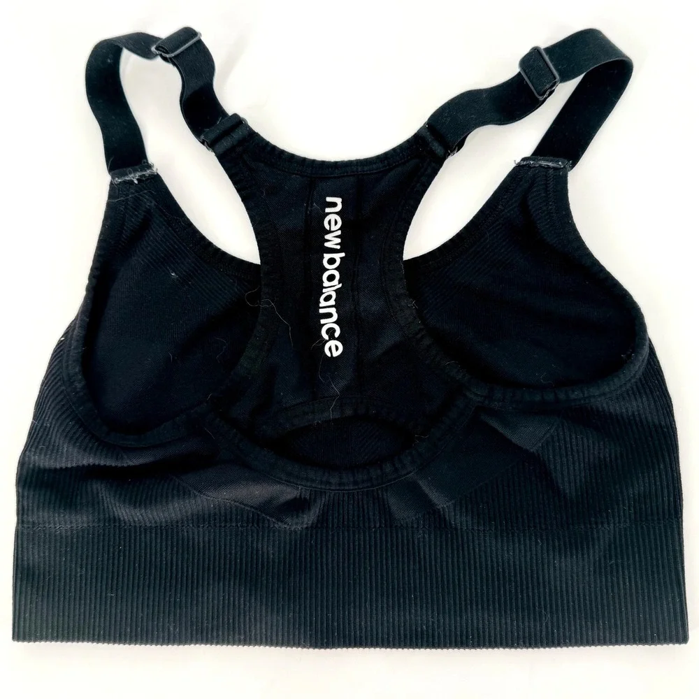 New Balance Womens‎ Black Seamless Racerback Medium Support Sport Bra Small
